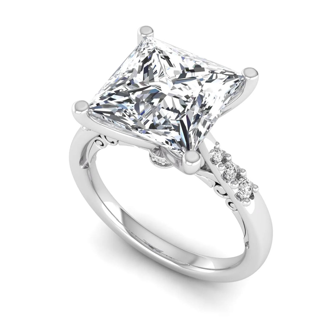 OctaPearl 4 ct Princess Cut Lab Grown Diamond Vintage Solitaire Engagement Ring