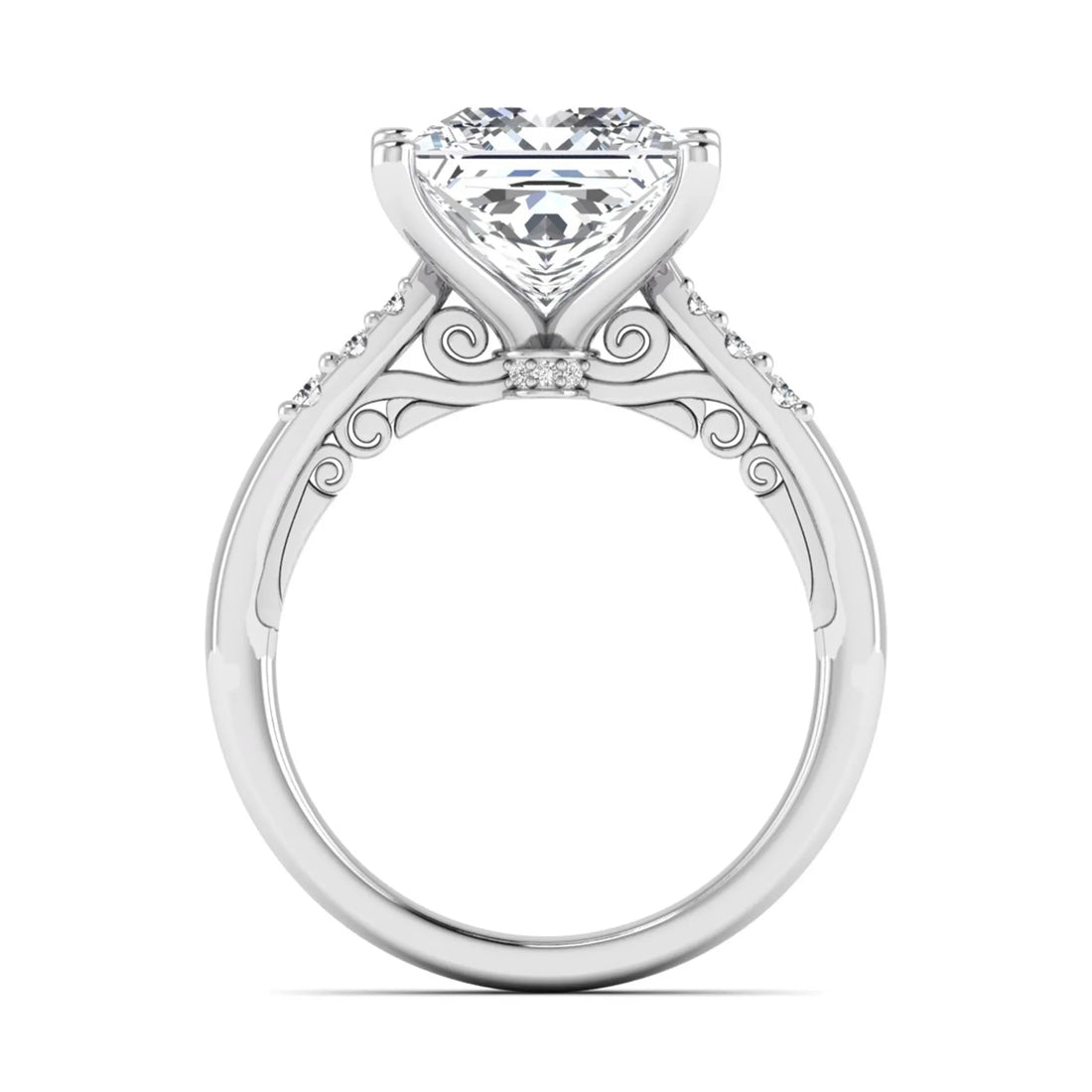 OctaPearl 4 ct Princess Cut Lab Grown Diamond Vintage Solitaire Engagement Ring