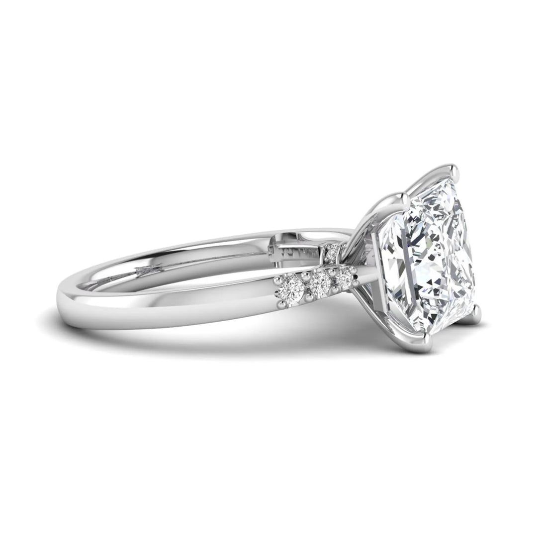 OctaPearl 4 ct Princess Cut Lab Grown Diamond Vintage Solitaire Engagement Ring