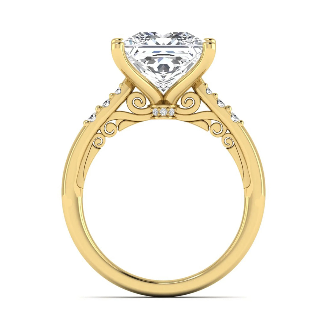 OctaPearl 4 ct Princess Cut Lab Grown Diamond Vintage Solitaire Engagement Ring