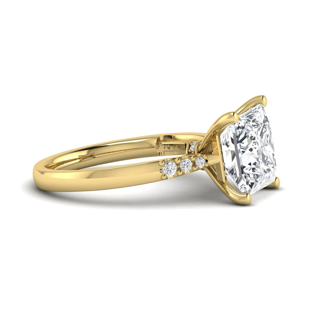 OctaPearl 4 ct Princess Cut Lab Grown Diamond Vintage Solitaire Engagement Ring