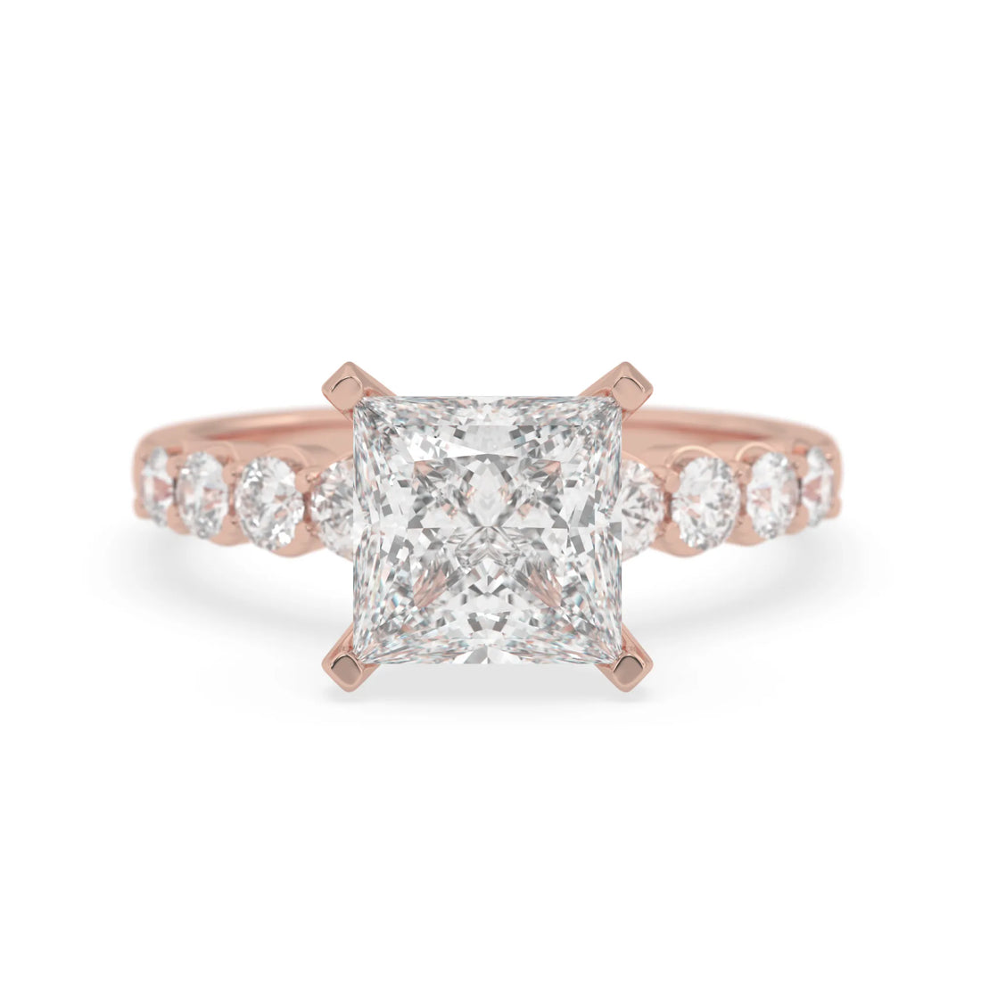 OctaPearl 3 ct Princess Cut Lab Grown Diamond Pave Engagement Ring