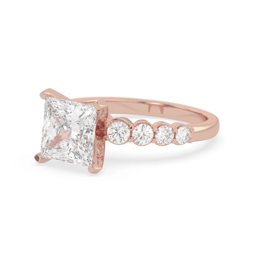 OctaPearl 3 ct Princess Cut Lab Grown Diamond Pave Engagement Ring