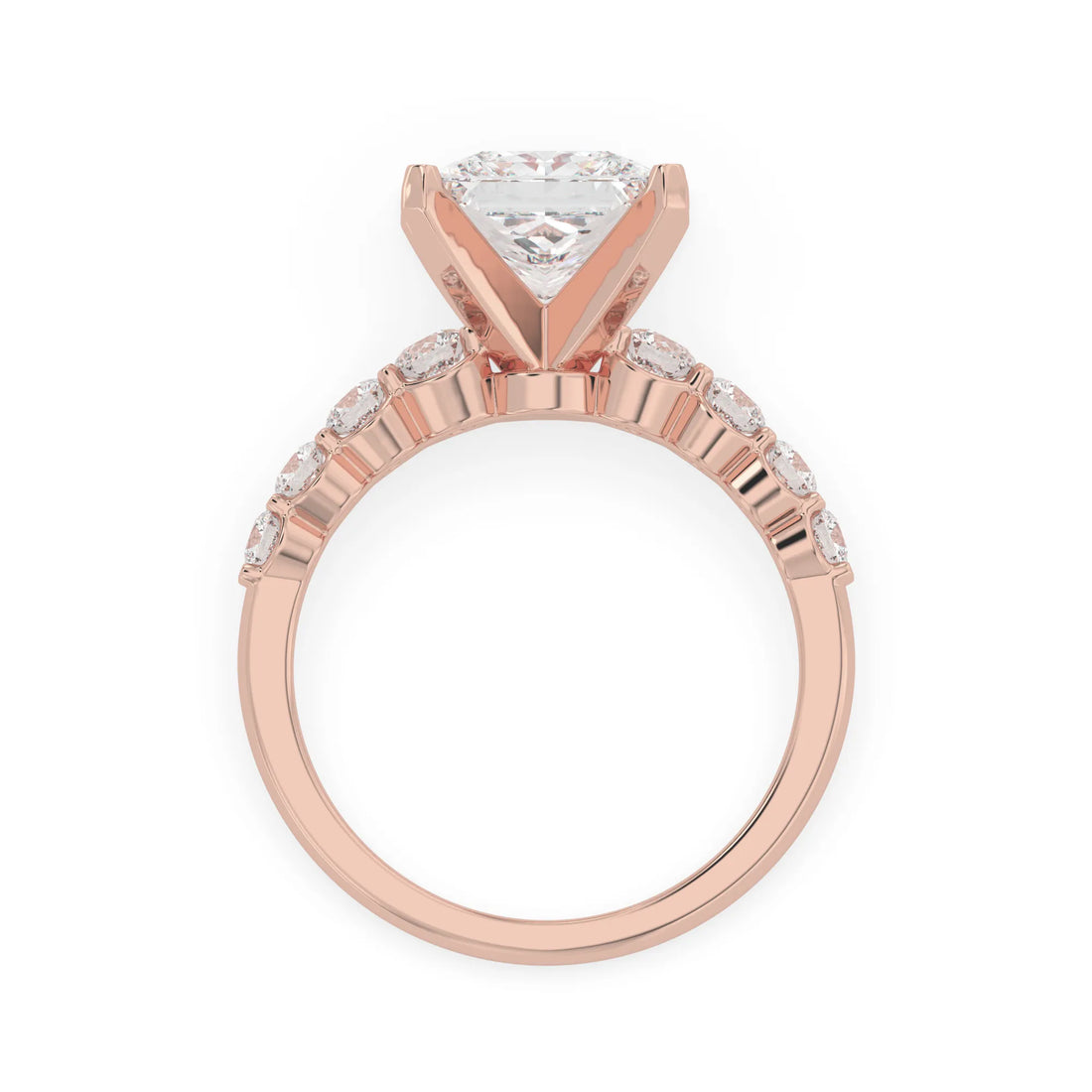 OctaPearl 3 ct Princess Cut Lab Grown Diamond Pave Engagement Ring