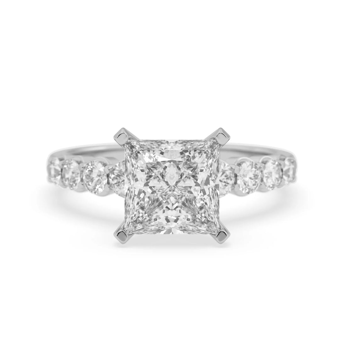 OctaPearl 3 ct Princess Cut Lab Grown Diamond Pave Engagement Ring