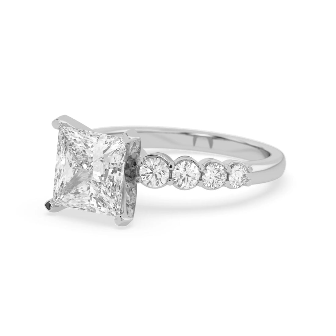 OctaPearl 3 ct Princess Cut Lab Grown Diamond Pave Engagement Ring