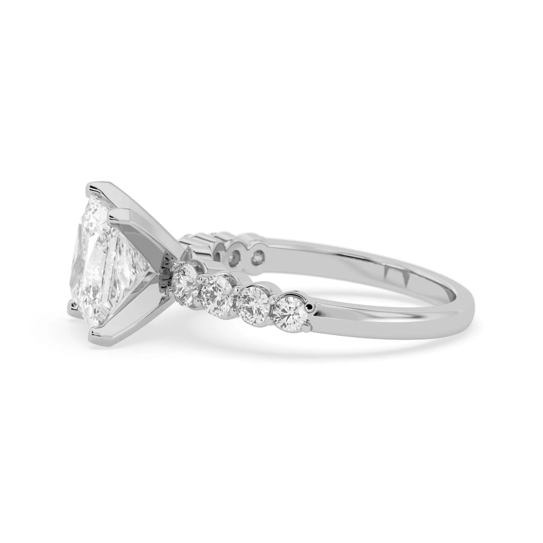 OctaPearl 3 ct Princess Cut Lab Grown Diamond Pave Engagement Ring