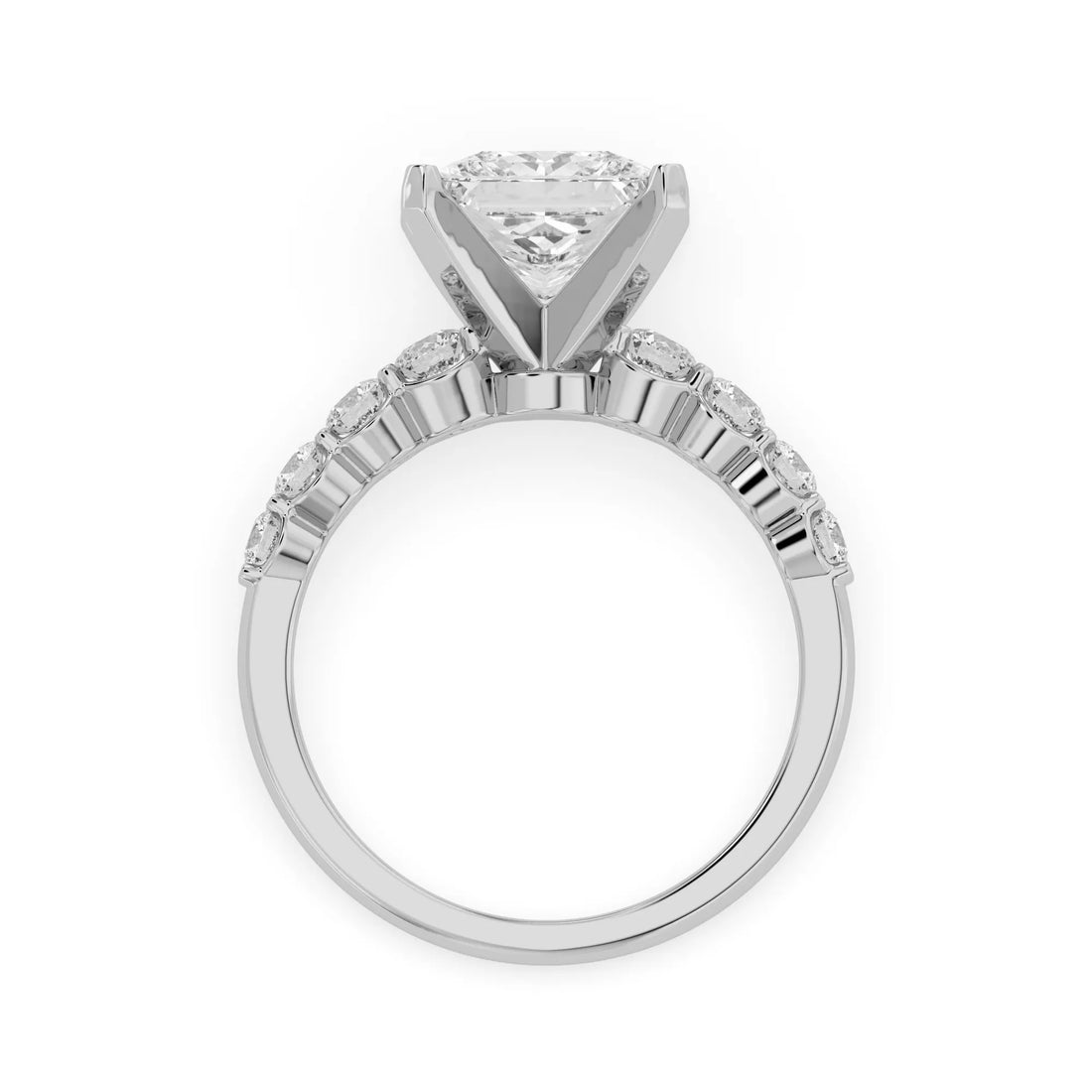 OctaPearl 3 ct Princess Cut Lab Grown Diamond Pave Engagement Ring