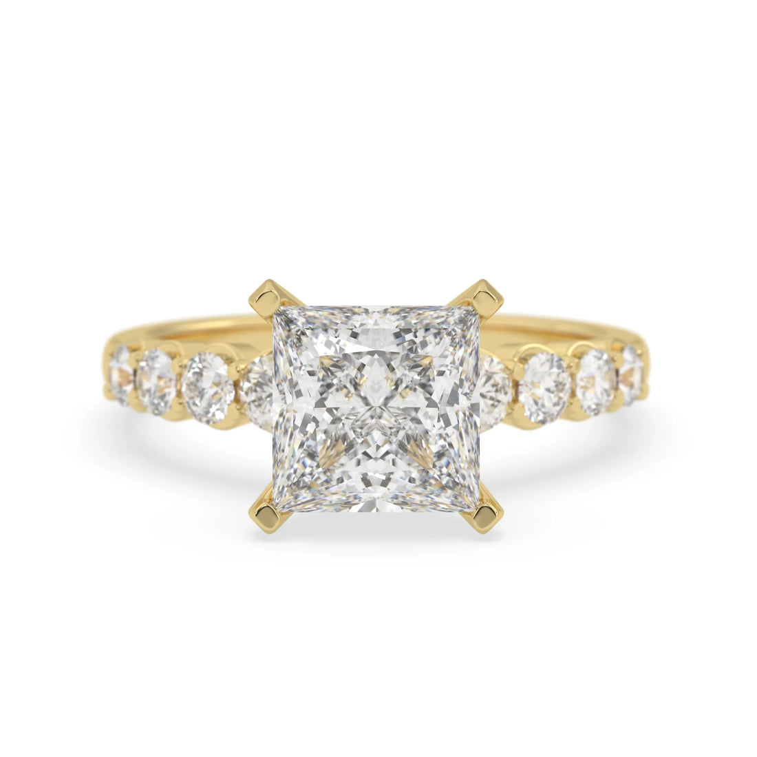 OctaPearl 3 ct Princess Cut Lab Grown Diamond Pave Engagement Ring
