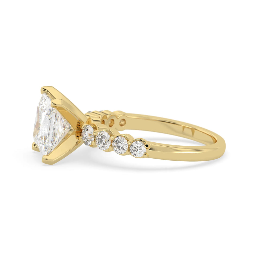 OctaPearl 3 ct Princess Cut Lab Grown Diamond Pave Engagement Ring