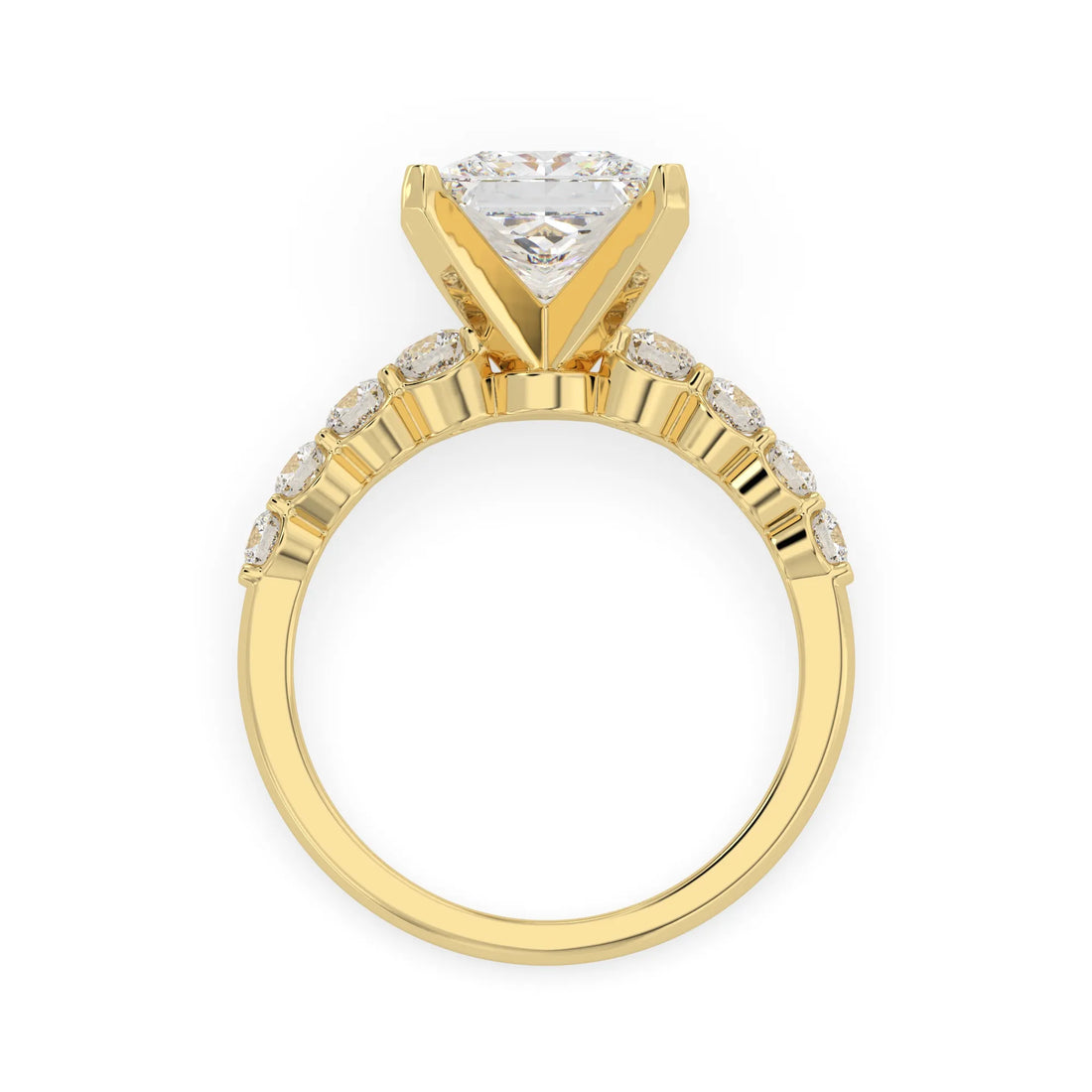 OctaPearl 3 ct Princess Cut Lab Grown Diamond Pave Engagement Ring