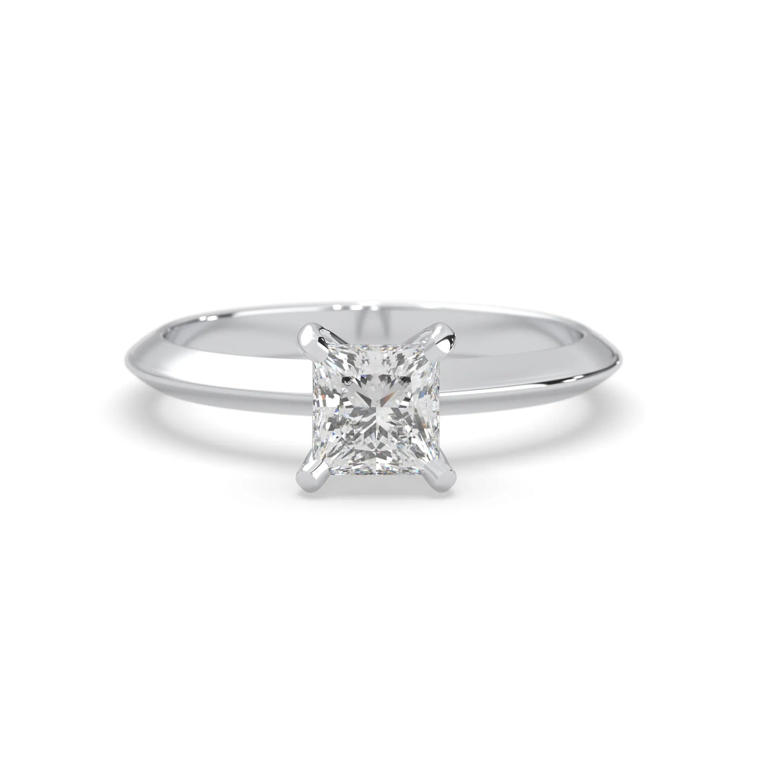 OctaPearl Princess Cut Solitaire Engagement Ring - White Gold
