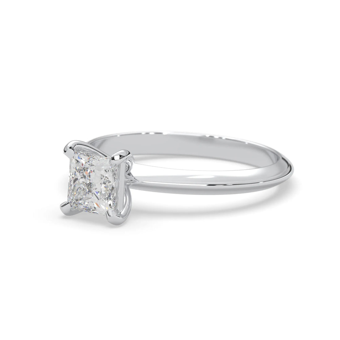 OctaPearl Princess Cut Solitaire Engagement Ring - White Gold