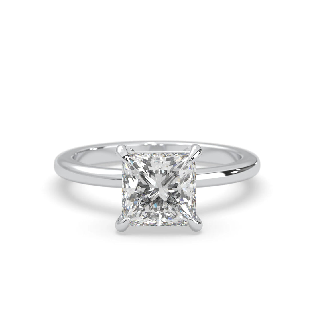 OctaPearl Princess Cut Solitaire Lab Grown Diamond Engagement Ring - White Gold