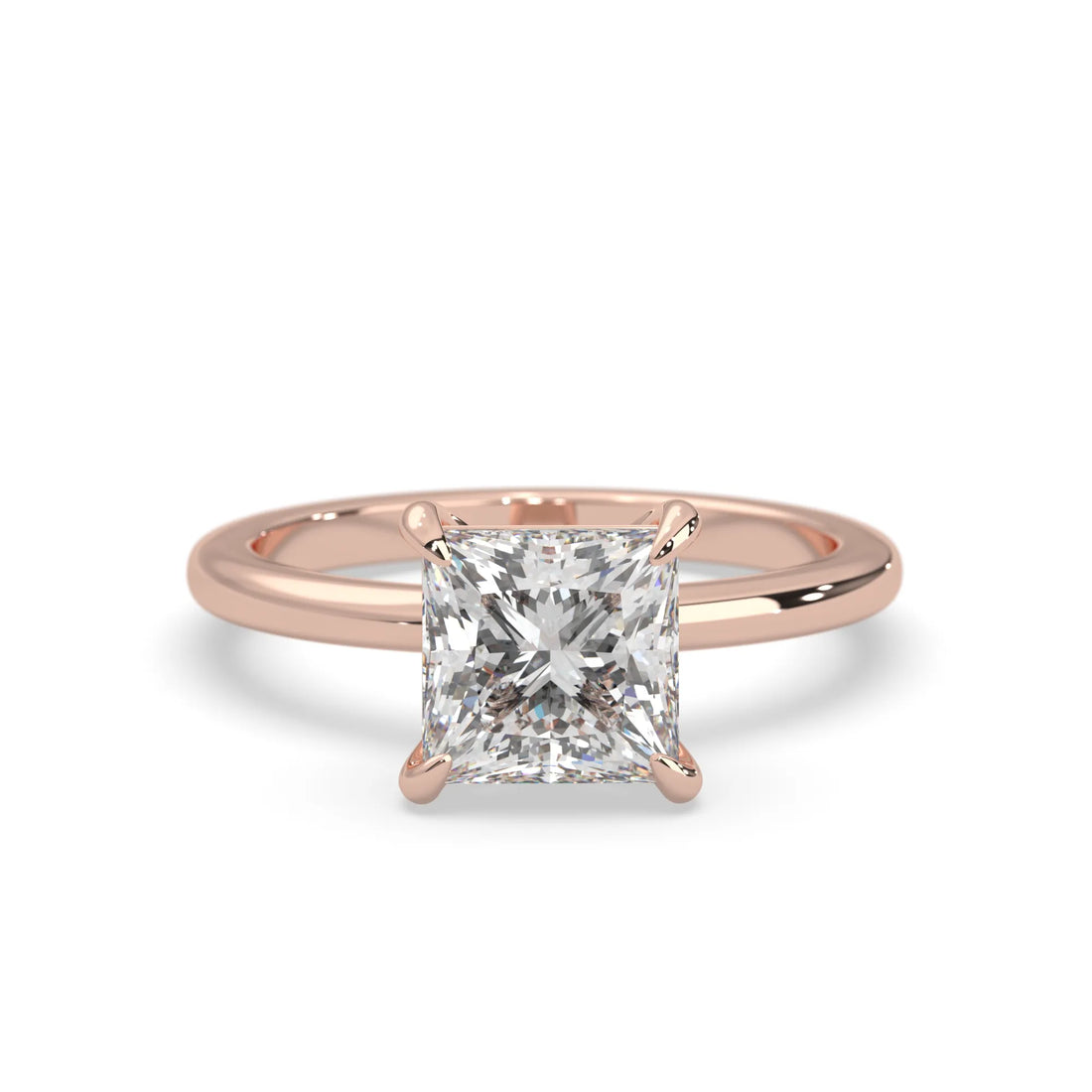 OctaPearl Princess Cut Solitaire Lab Grown Diamond Engagement Ring - Rose Gold