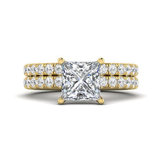 OctaPearl 2 ct Princess Cut Lab Grown Diamond Wedding Bridal Stackable Ring Set