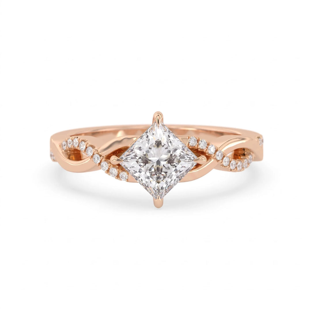 OctaPearl 1 ct Princess Cut Twist Lab Grown Diamond Engagement Ring