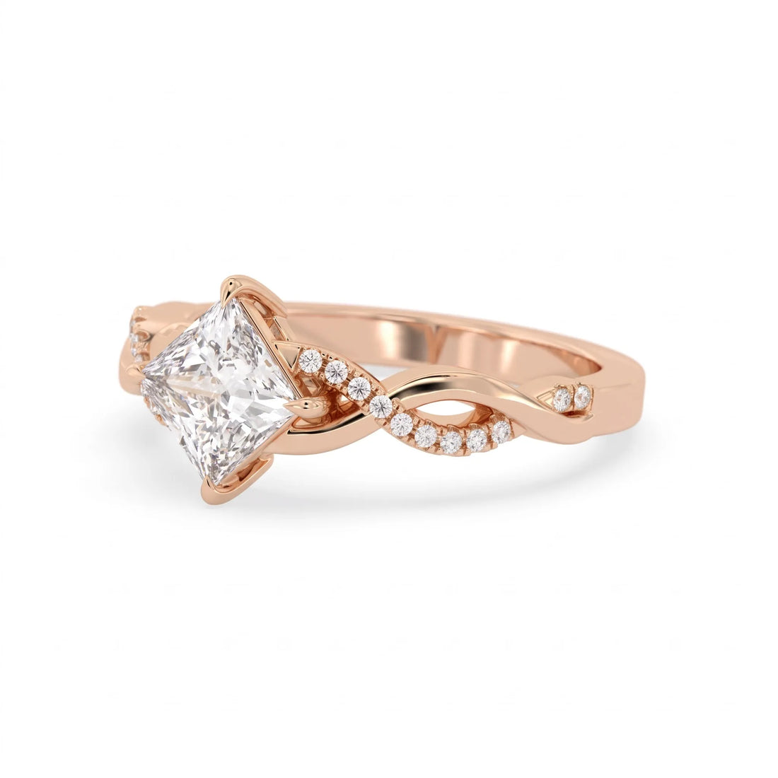 OctaPearl 1 ct Princess Cut Twist Lab Grown Diamond Engagement Ring