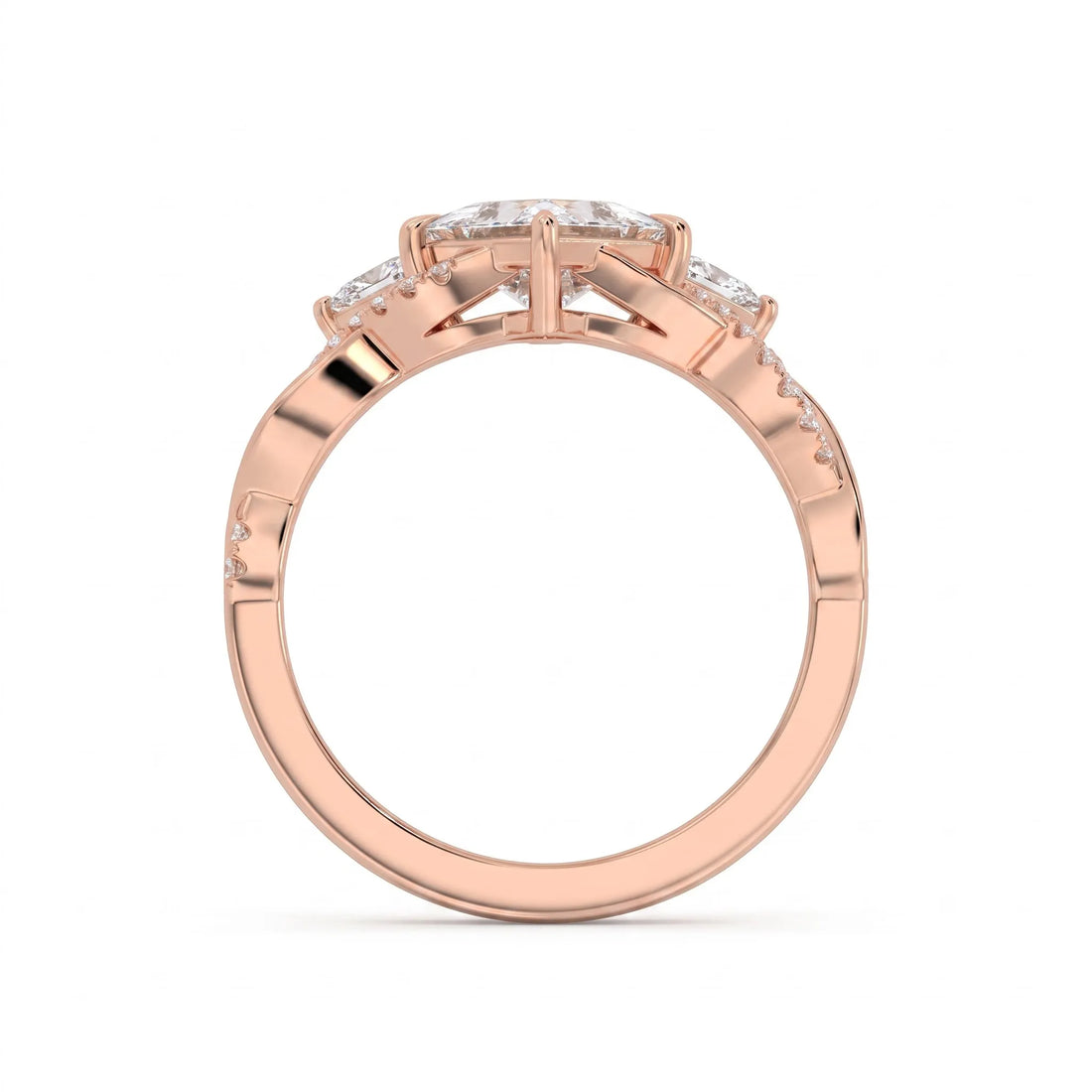 OctaPearl 1 ct Princess Cut Twist Lab Grown Diamond Engagement Ring