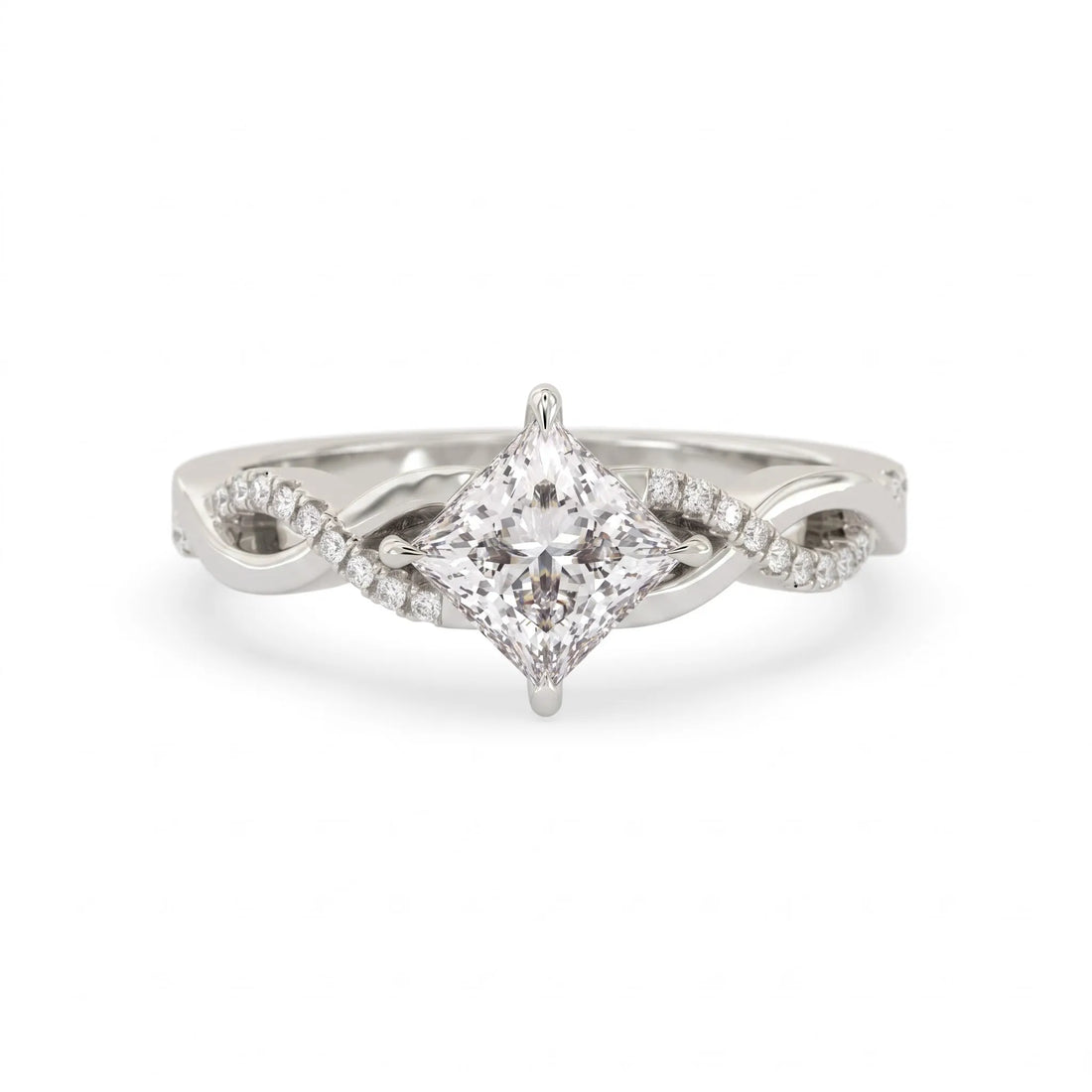 OctaPearl 1 ct Princess Cut Twist Lab Grown Diamond Engagement Ring