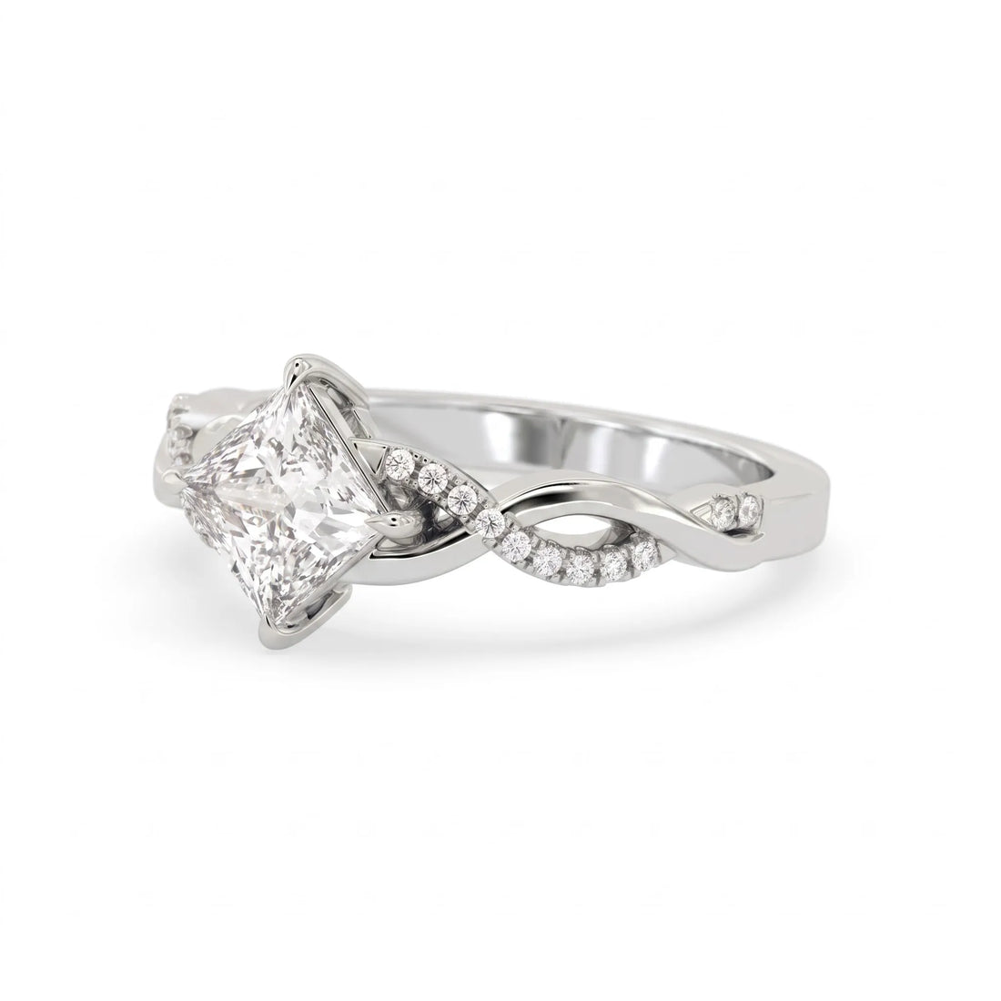 OctaPearl 1 ct Princess Cut Twist Lab Grown Diamond Engagement Ring
