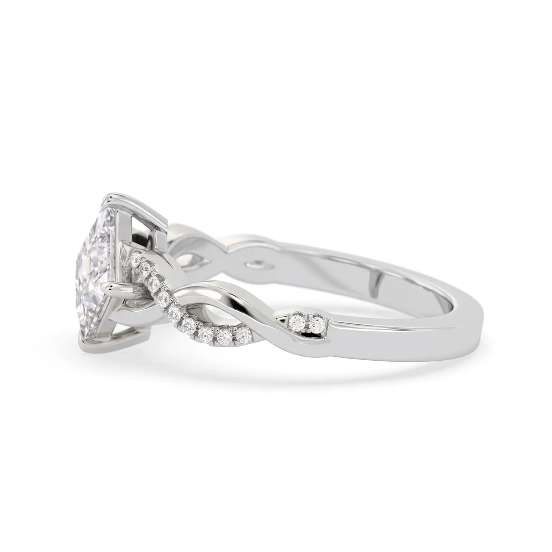 OctaPearl 1 ct Princess Cut Twist Lab Grown Diamond Engagement Ring