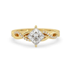 OctaPearl 1 ct Princess Cut Twist Lab Grown Diamond Engagement Ring
