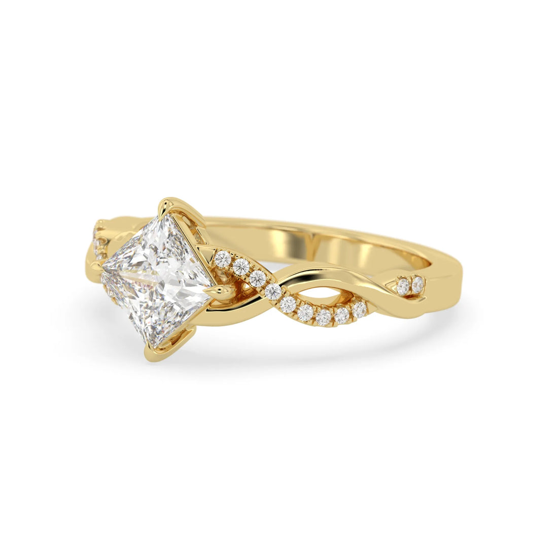 OctaPearl 1 ct Princess Cut Twist Lab Grown Diamond Engagement Ring