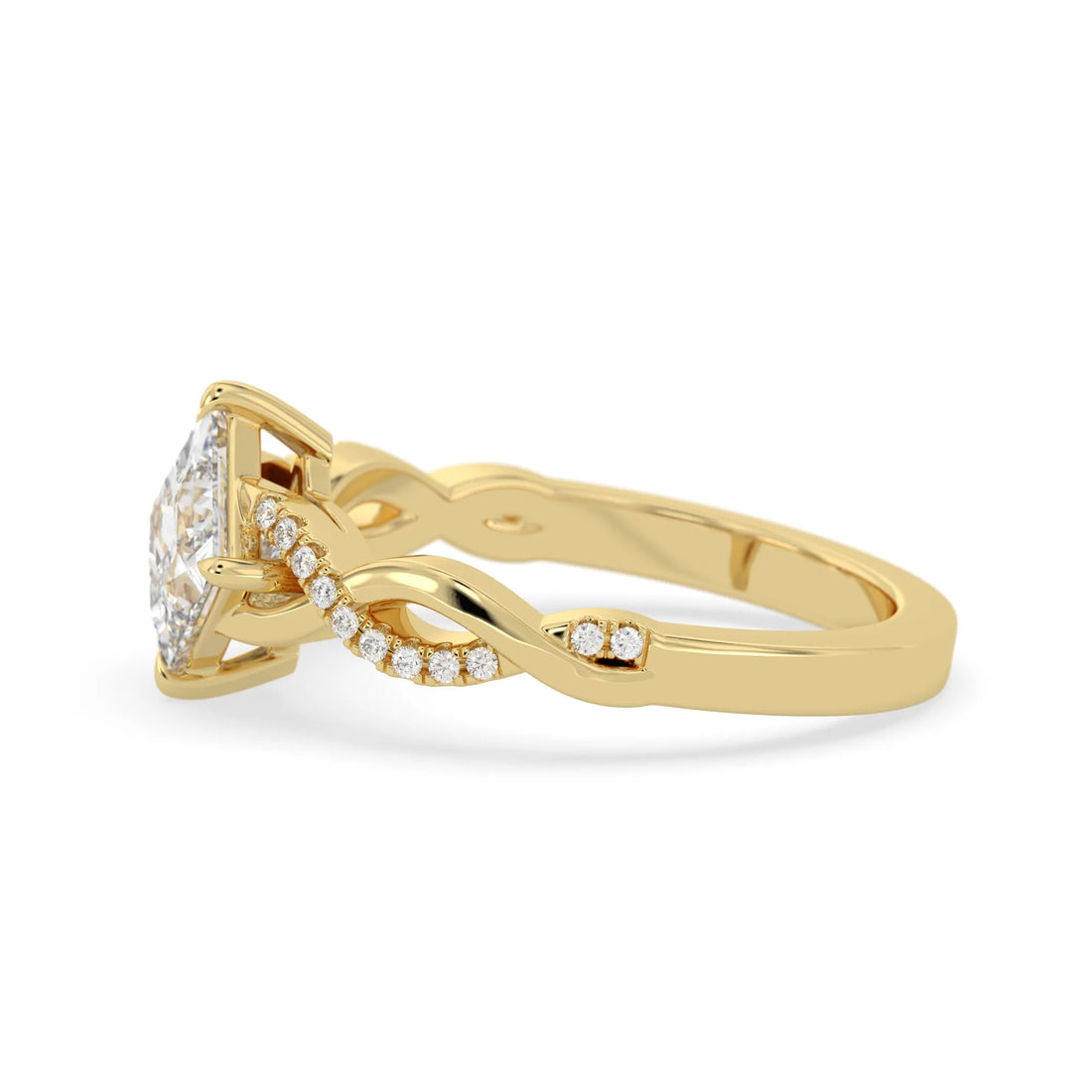 OctaPearl 1 ct Princess Cut Twist Lab Grown Diamond Engagement Ring