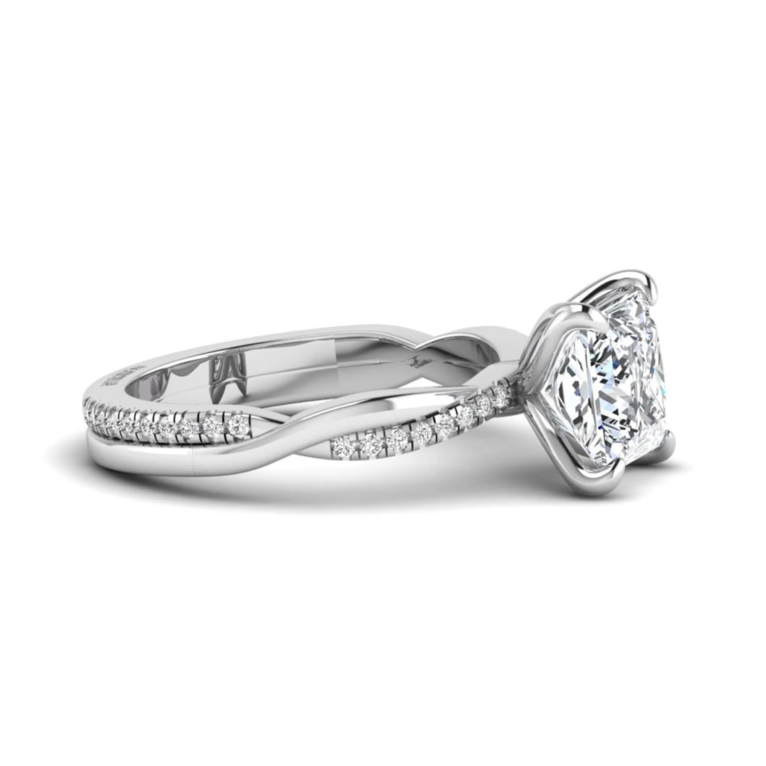OctaPearl 2 ct Princess Cut Twisted Shank Solitaire Accent Lab Grown Diamond Engagement Ring