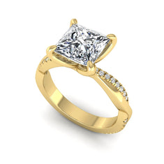 OctaPearl 2 ct Princess Cut Twisted Shank Solitaire Accent Lab Grown Diamond Engagement Ring - alternate view