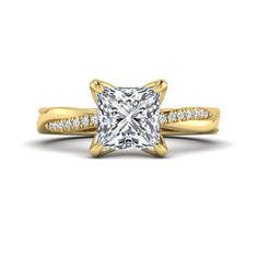 OctaPearl 2 ct Princess Cut Twisted Shank Solitaire Accent Lab Grown Diamond Engagement Ring