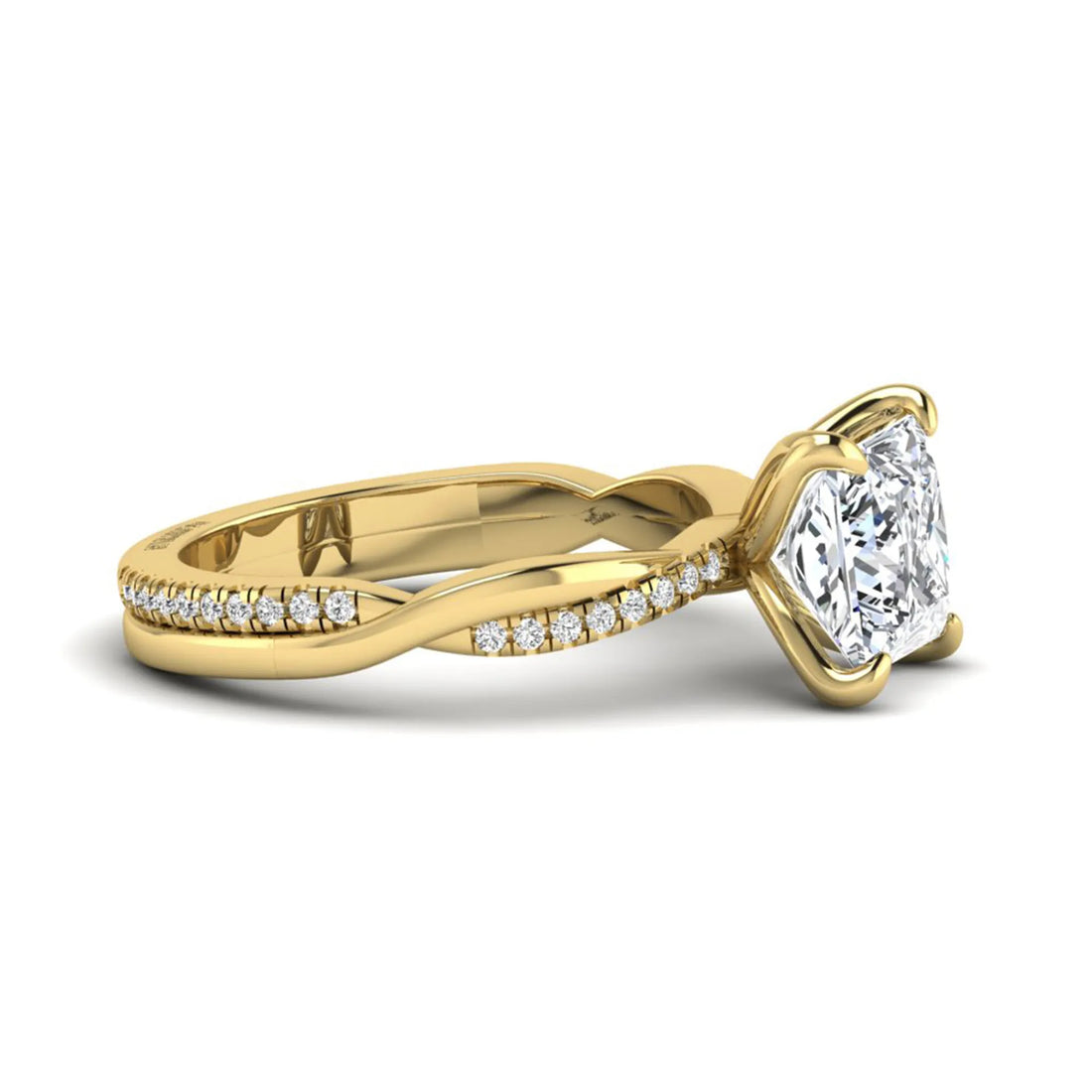 OctaPearl 2 ct Princess Cut Twisted Shank Solitaire Accent Lab Grown Diamond Engagement Ring