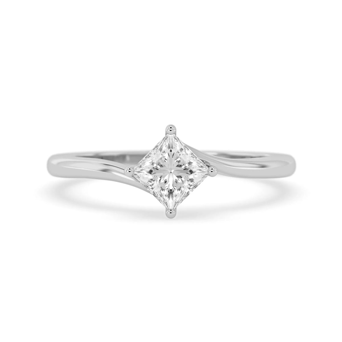 OctaPearl Princess Lab Grown Diamond Solitaire Bypass Engagement Ring