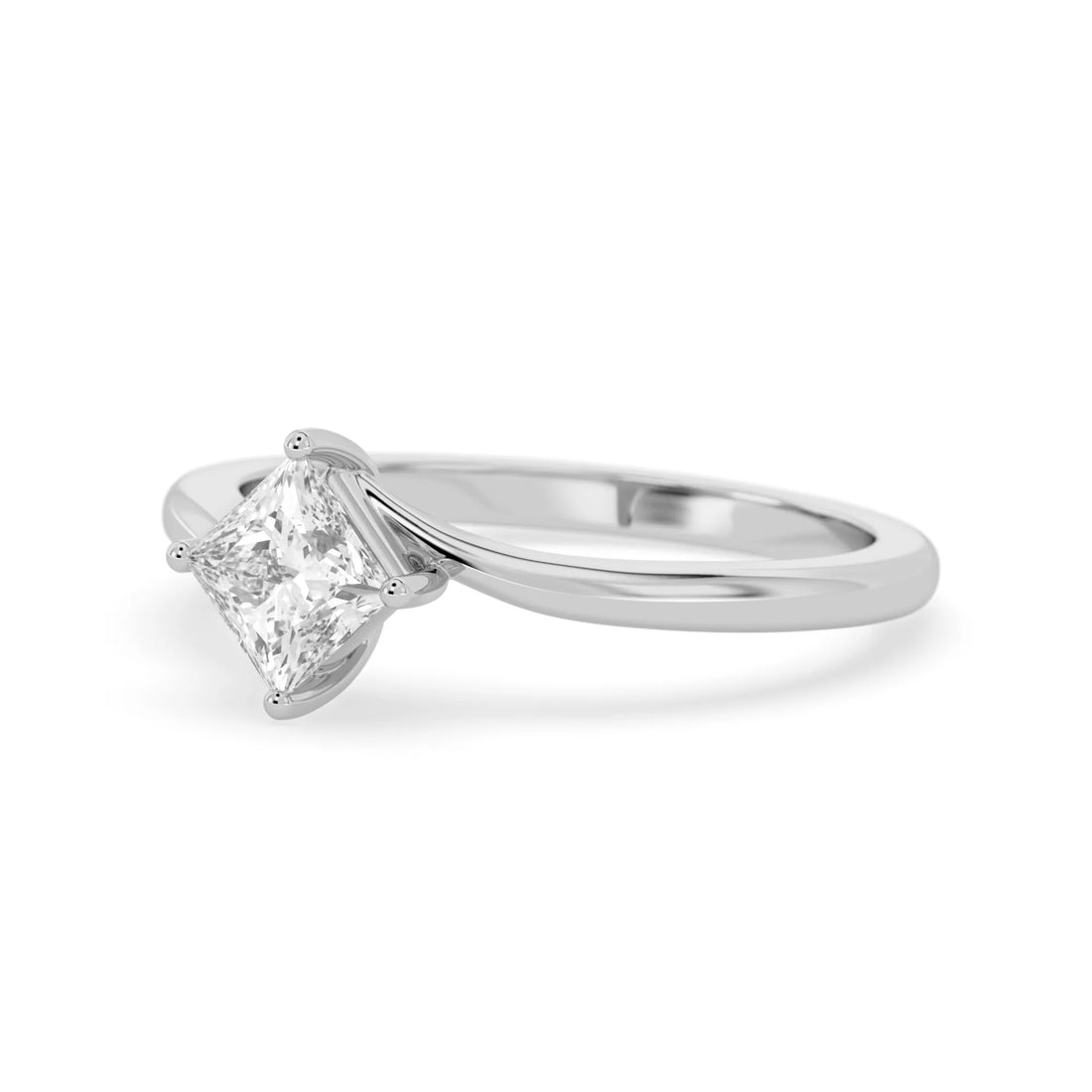OctaPearl Princess Lab Grown Diamond Solitaire Bypass Engagement Ring