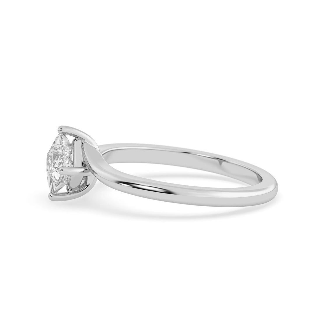 OctaPearl Princess Lab Grown Diamond Solitaire Bypass Engagement Ring