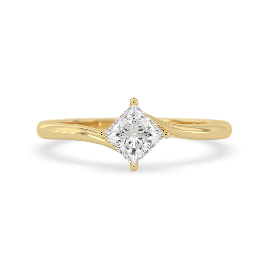 OctaPearl Princess Lab Grown Diamond Solitaire Bypass Engagement Ring