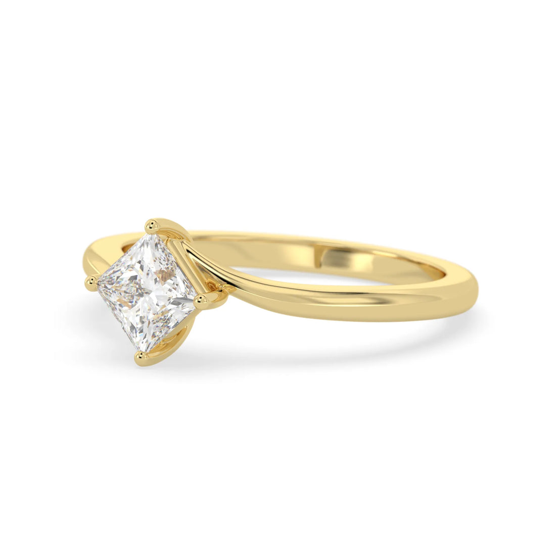 OctaPearl Princess Lab Grown Diamond Solitaire Bypass Engagement Ring