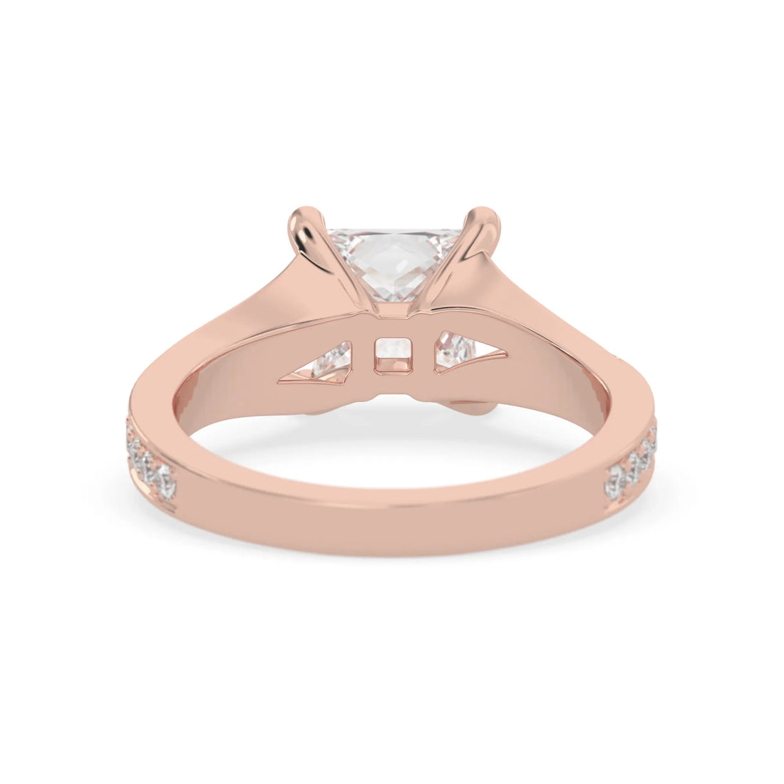 OctaPearl 2 ct Princess Lab Grown Diamond Split Shank Pave Engagement Ring