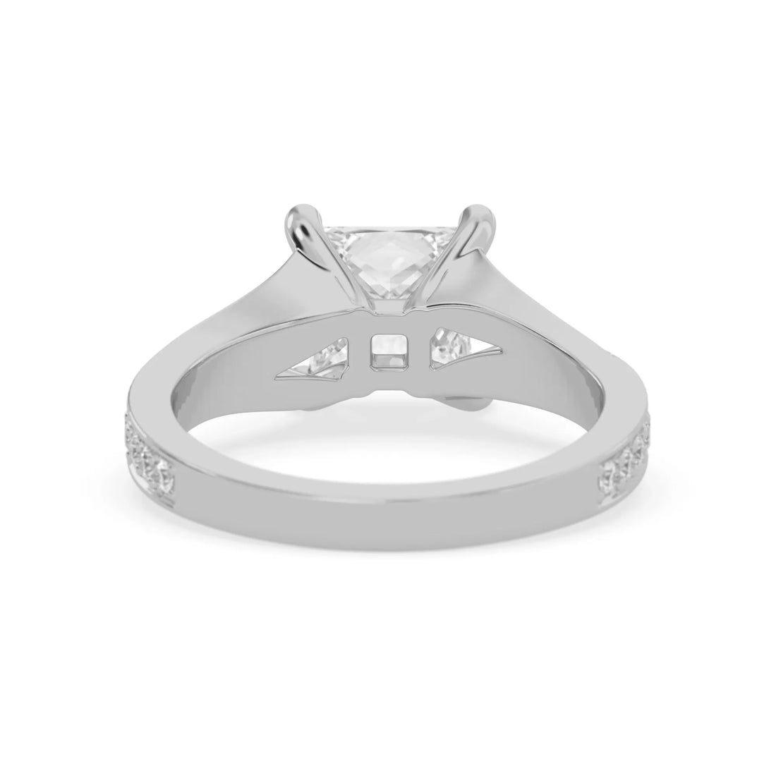 OctaPearl 2 ct Princess Lab Grown Diamond Split Shank Pave Engagement Ring