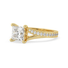 OctaPearl 2 ct Princess Lab Grown Diamond Split Shank Pave Engagement Ring - alternate view