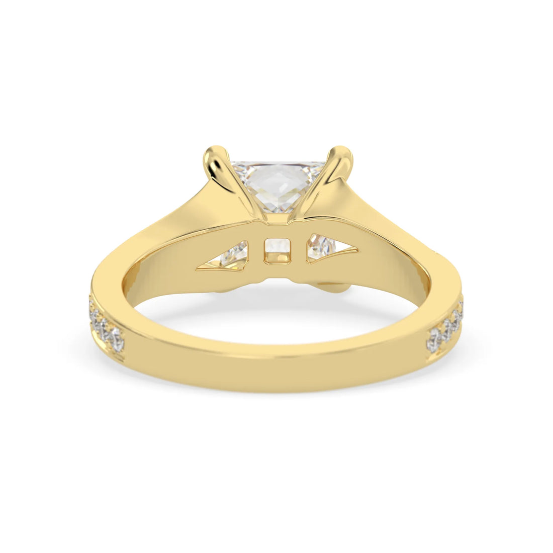 OctaPearl 2 ct Princess Lab Grown Diamond Split Shank Pave Engagement Ring