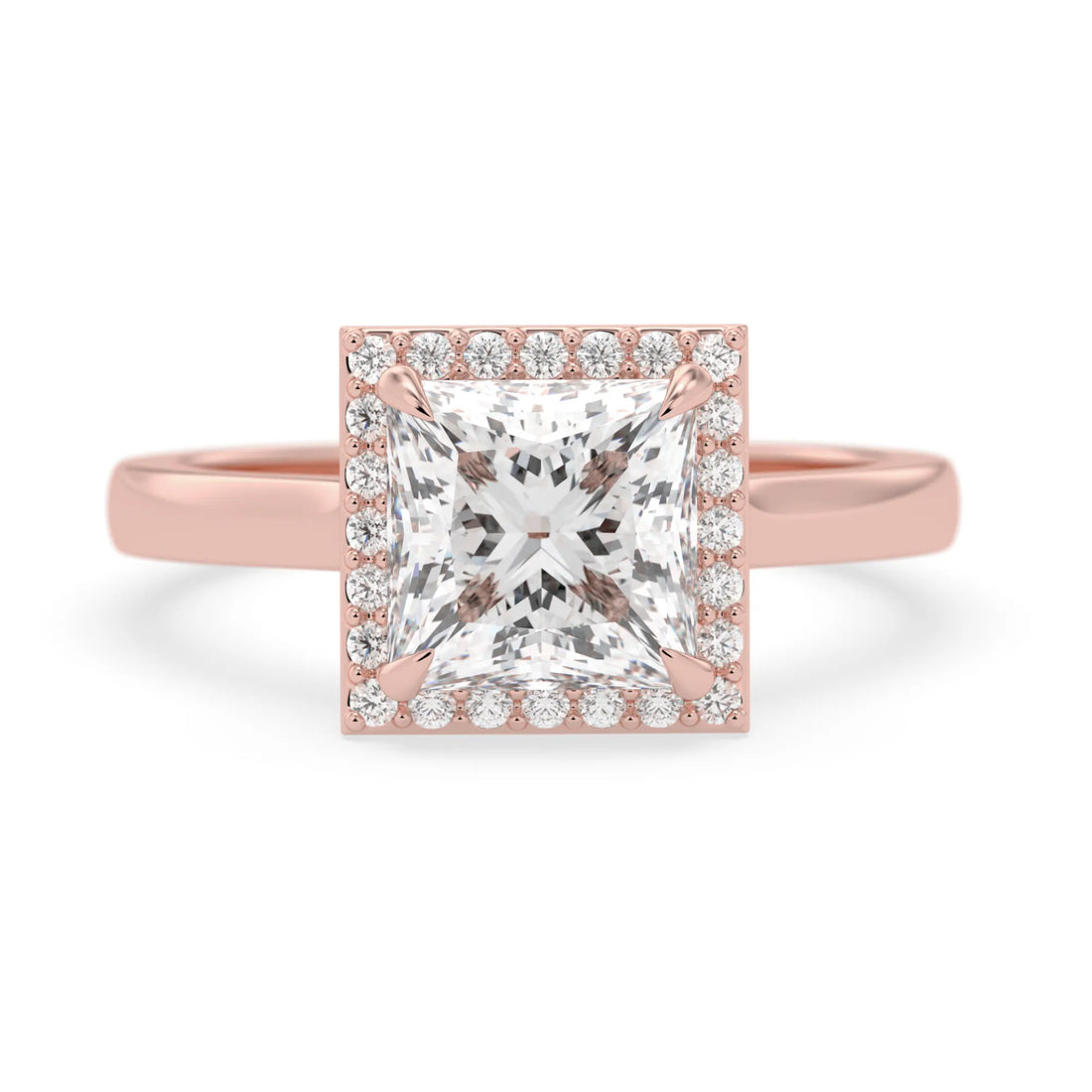 OctaPearl 2 ct Princess Lab Grown Diamond Halo Engagement Ring