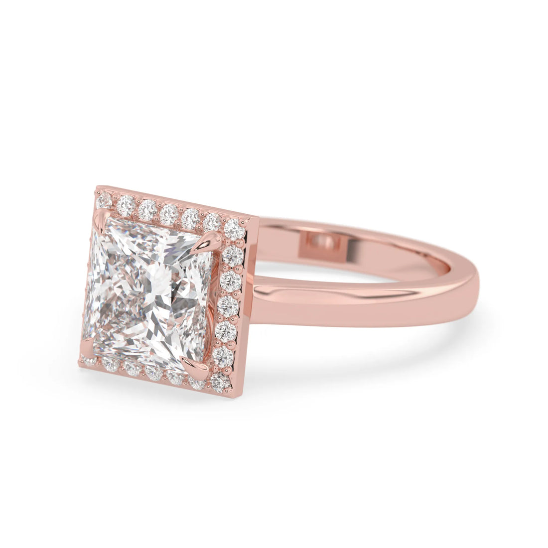 OctaPearl 2 ct Princess Lab Grown Diamond Halo Engagement Ring
