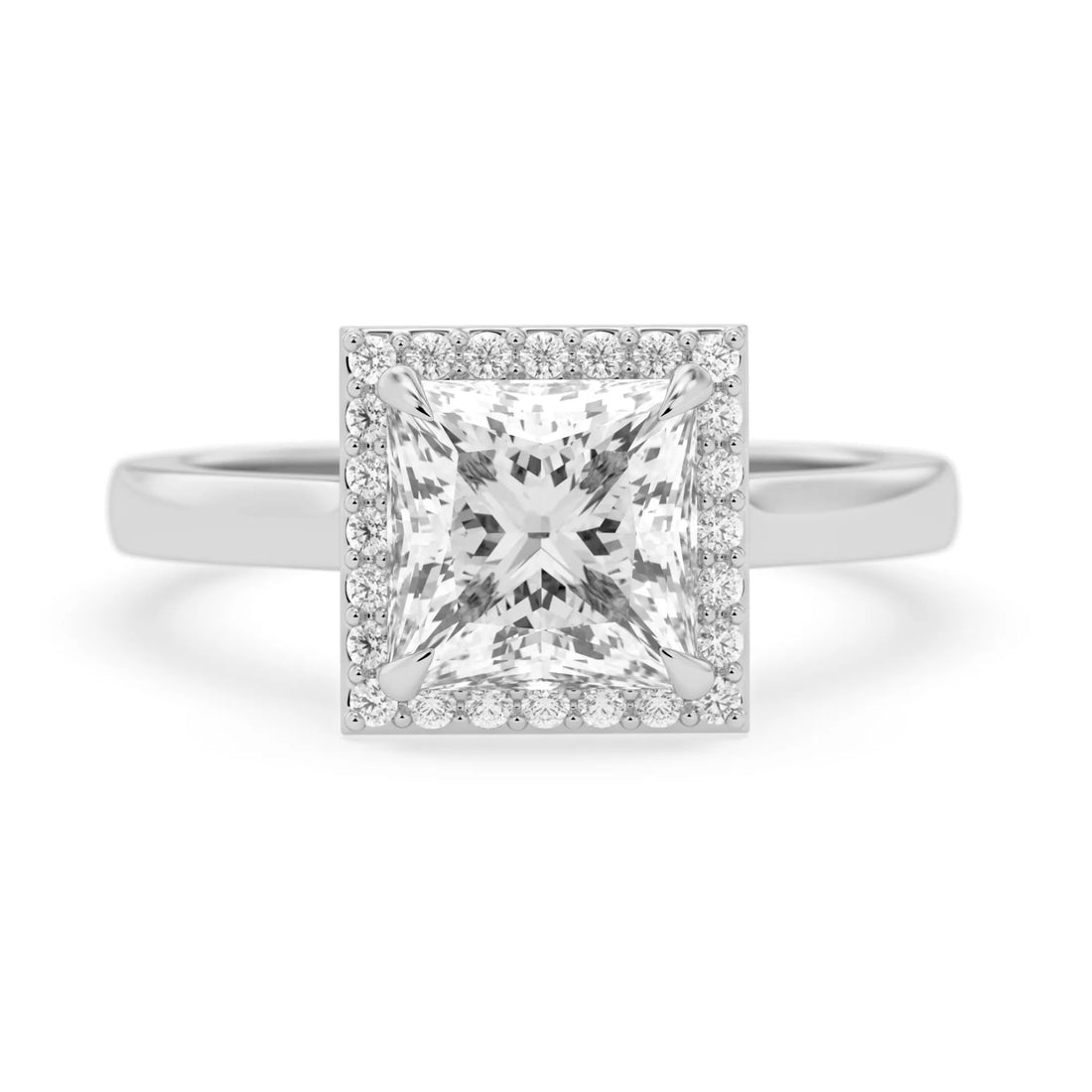 OctaPearl 2 ct Princess Lab Grown Diamond Halo Engagement Ring