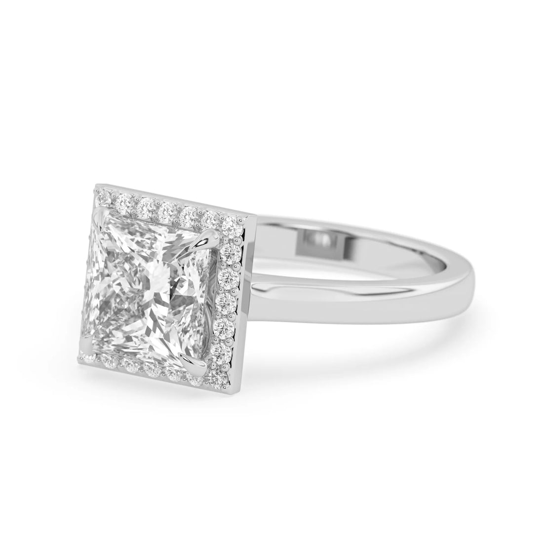 OctaPearl 2 ct Princess Lab Grown Diamond Halo Engagement Ring