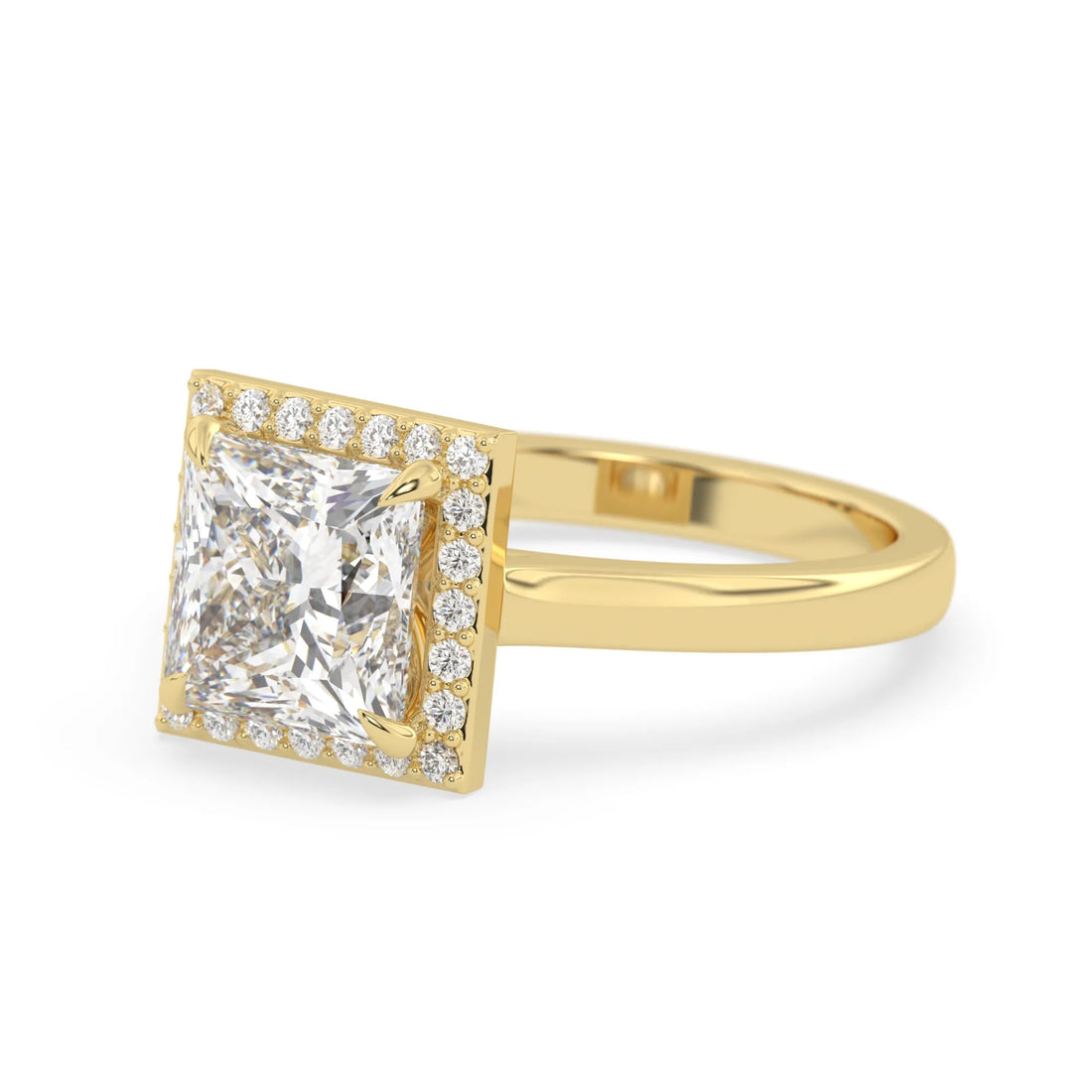 OctaPearl 2 ct Princess Lab Grown Diamond Halo Engagement Ring