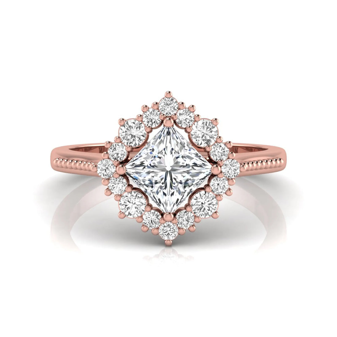 OctaPearl 1.5 ct Princess Halo Lab Grown Diamond Engagement Ring