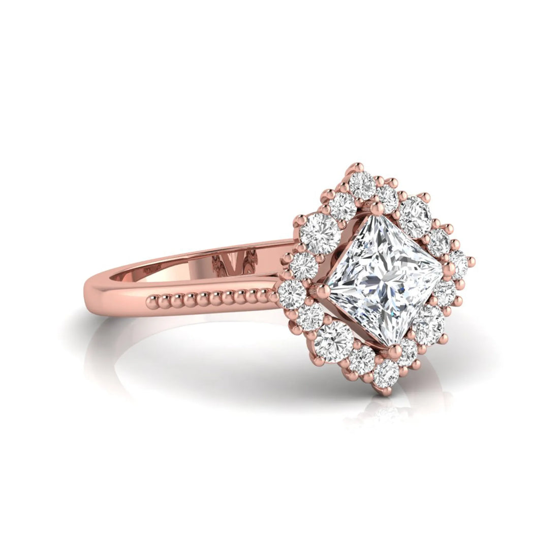 OctaPearl 1.5 ct Princess Halo Lab Grown Diamond Engagement Ring