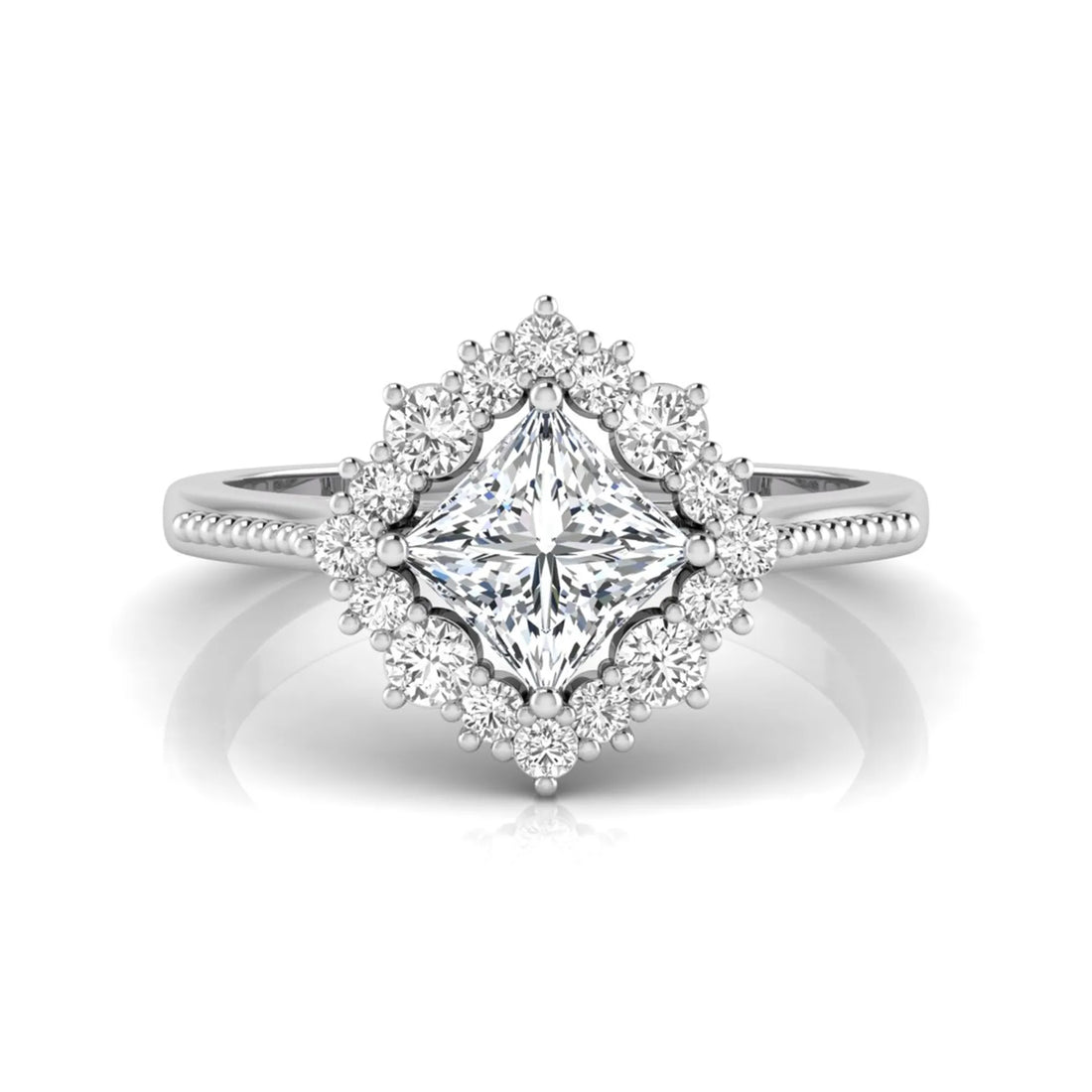 OctaPearl 1.5 ct Princess Halo Lab Grown Diamond Engagement Ring